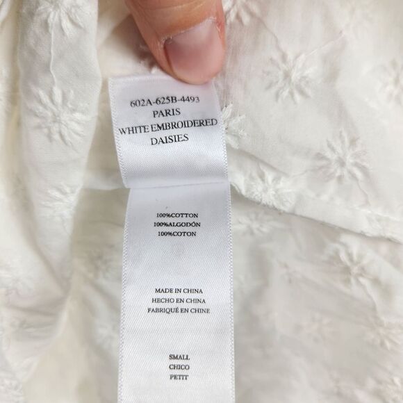 Rails Paris Cotton White Embroidered Daisey Soft Pleated Puff Short Slee… - Picture 11 of 12